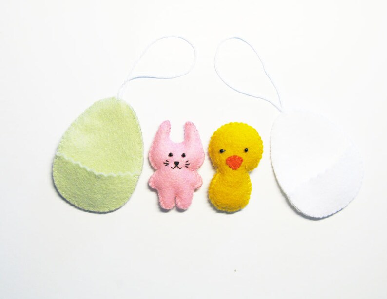 Easter decor pattern felt ornaments egg chicken bunny DIY cute soft hanging toy pdf tutorial sewing instructions Instant Download image 2