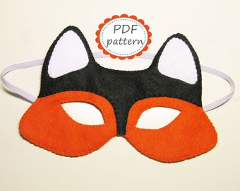 PDF PATTERN Fox felt mask sewing tutorial instruction DIY handmade orange forest animal costume accessory for boy girl adult Dress up play