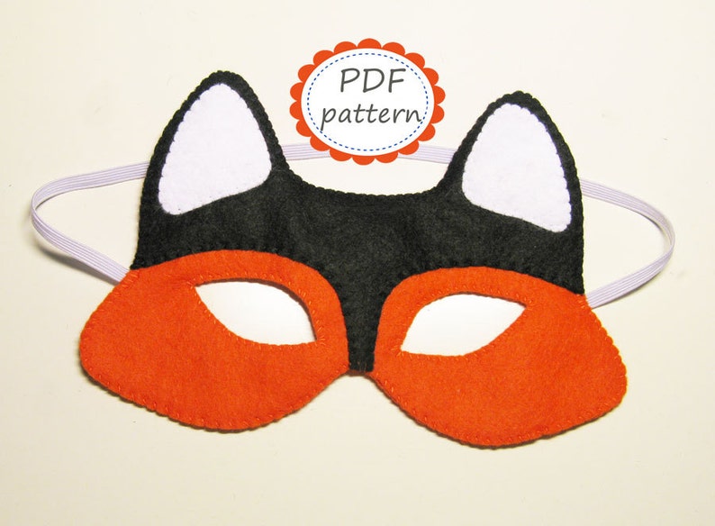 PDF PATTERN Fox Felt Mask Sewing Tutorial Instruction DIY Handmade
