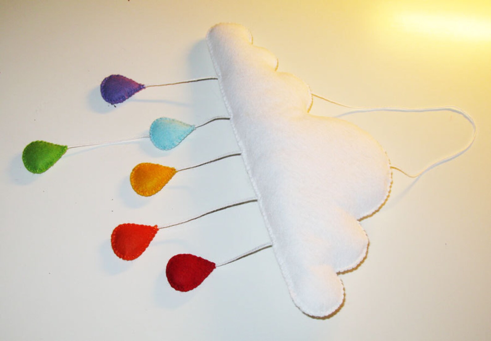 Felt Mobile Pattern Cloud With Raindrops White Rainbow DIY Etsy