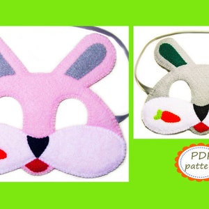 PDF PATTERN Bunny felt mask sewing tutorial instruction DIY handmade Easter animal costume accessory for boys girls adults Dress up play