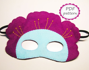 PDF PATTERN Flower felt mask sewing tutorial instruction DIY handmade costume accessory for girl woman Dress up play - Instant dawnload