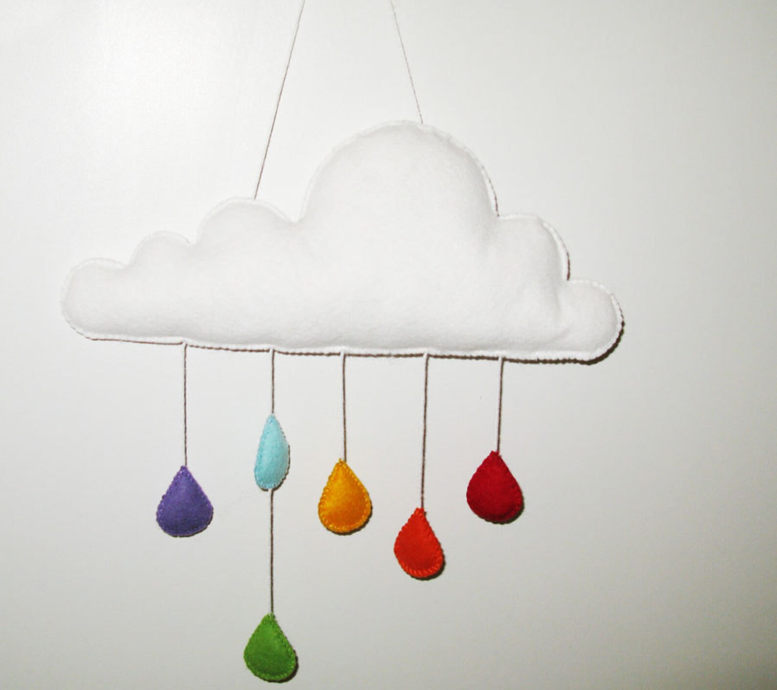 Felt Mobile Pattern Cloud With Raindrops White Rainbow DIY Etsy