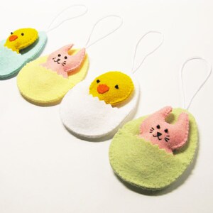 Easter decor pattern felt ornaments egg chicken bunny DIY cute soft hanging toy pdf tutorial sewing instructions Instant Download image 3