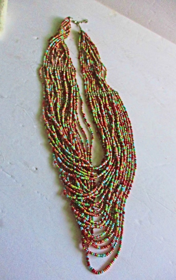 Multi-stranded Beaded Necklace, Chokers, Necklace… - image 2
