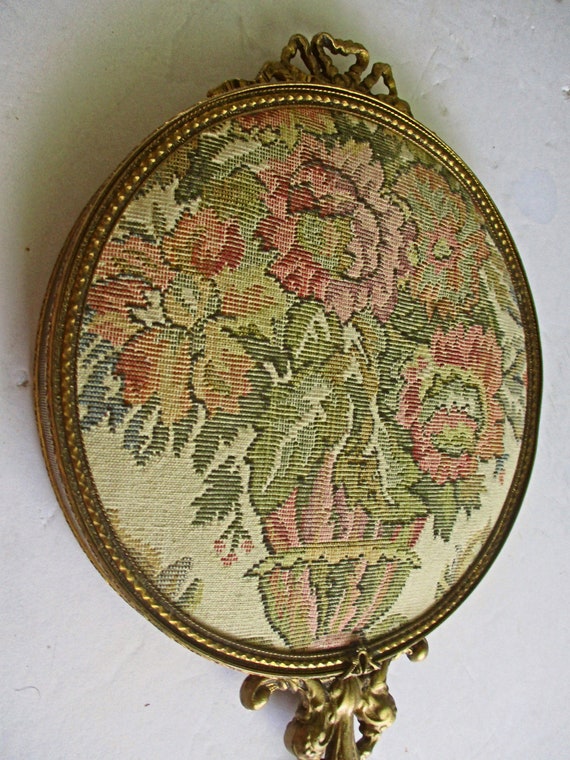 Hand Mirror Vintage Tapestry Mirror Victorian Mirror Vanity Etsy