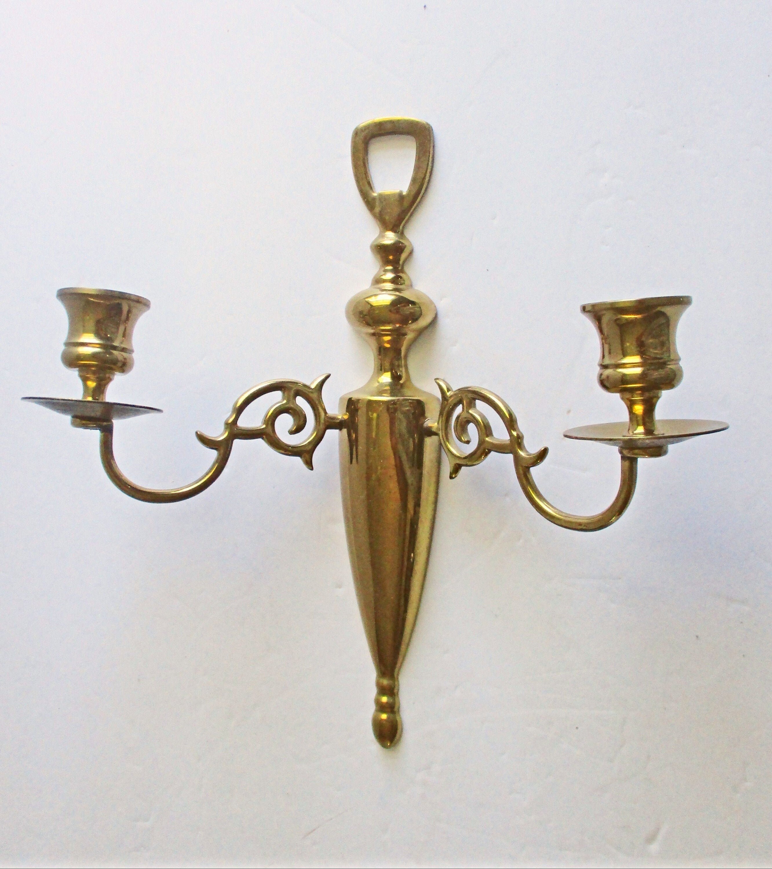 Aplique de vela de pared de latón soporte de palos de vela de | Etsy