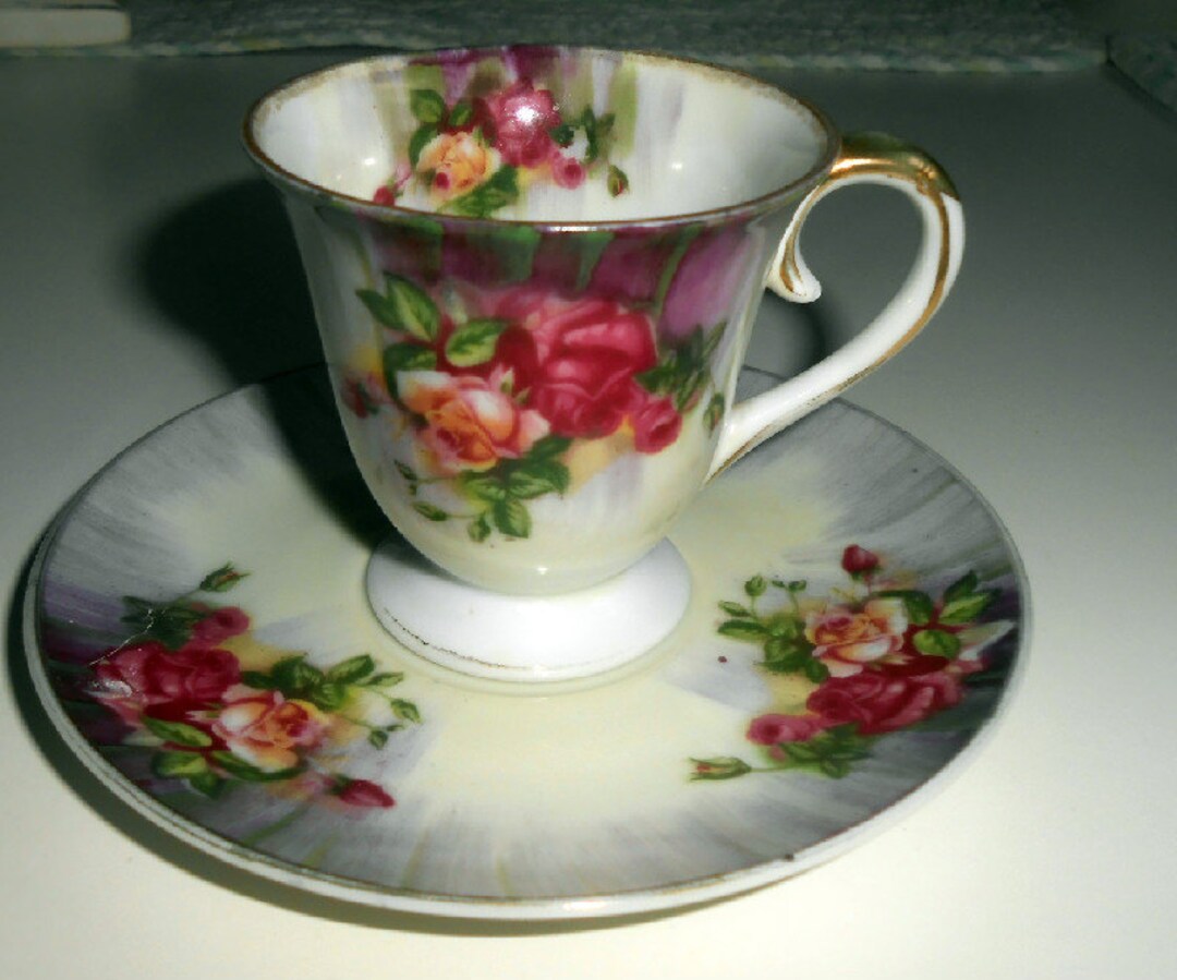 Made in Japan, Vintage, Fine China, Mini Cup and Saucer, Floral Design