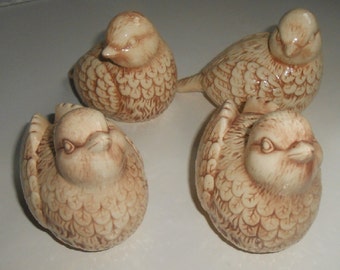 Birds, Four Vintage Shabby Chic Birds, Creme Color, Tabletops, Animal Collectibles, Animal Figurines, Bird Lovers