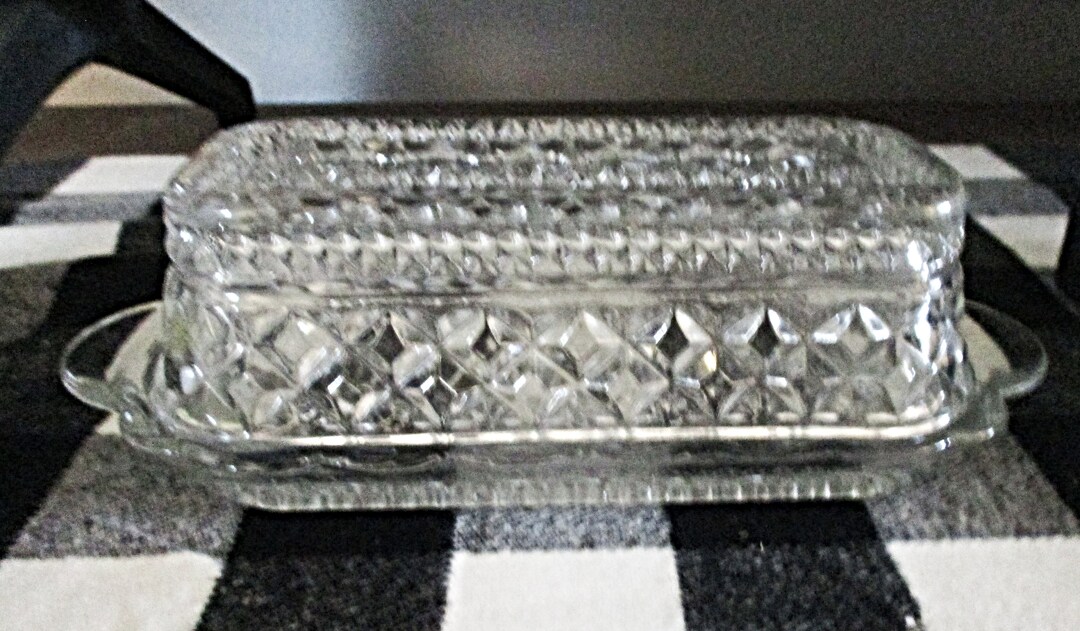 Vintage Glass Butter Dish, Vintage Kitchen, Vintage Glass, Dining and