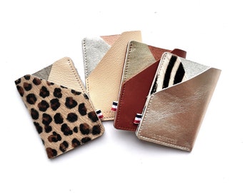 Personalized two-tone leather card holder