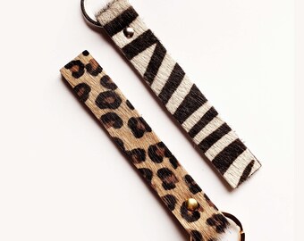 Maxi Leopard and Zebra Printed Skin (Leather) keyring