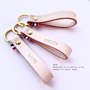 FATHER'S DAY OFFER / Keyring / leather keyring / Léonny Cha / gift NUDE / Or