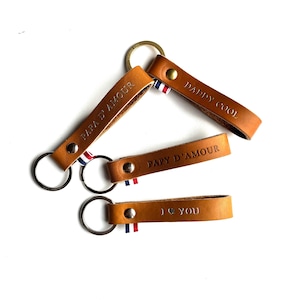 porte clé personnalisé en cuir CAMEL une seule face, cadeau unique fête des pères, mariage, noces de cuir, maîtresse, fête des mères.