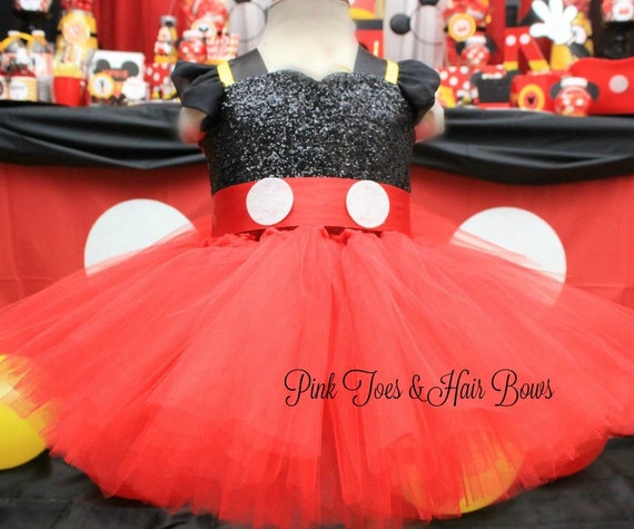 Red Mickey Mouse Tutu dress- Mickey Mouse tulle dress-Minnie Mouse dress- Mickey Mouse costume-Red Minnie mouse dress Il_570xn
