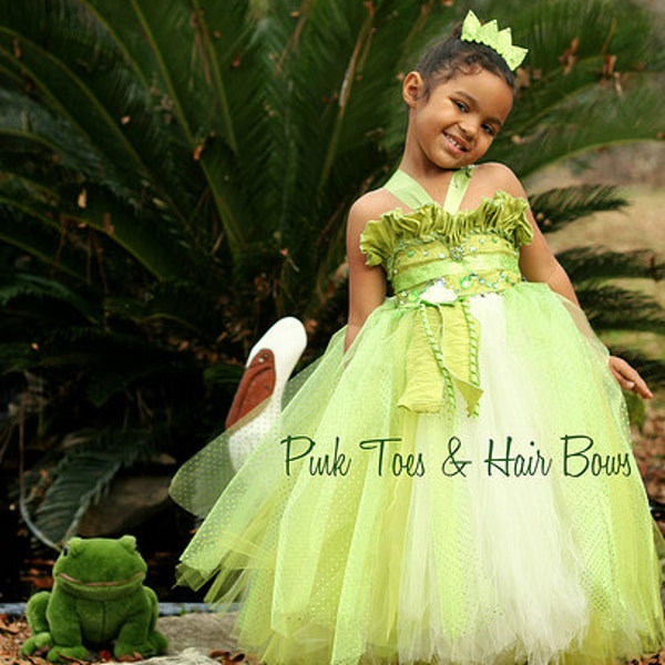Princesa Tiana vestido-princesa y el vestido de tutu de rana Disfraz princesa Tiana