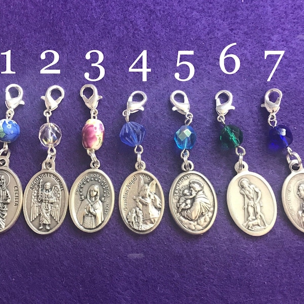 Rosary Place Markers Customizable Holy Medal Forty Saints to Choose From Customize Your Own Rosary Accents