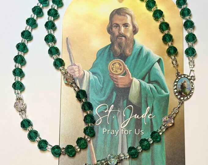 St Jude Saint of Impossible Causes Emerald Green Crystal Rosary - Etsy