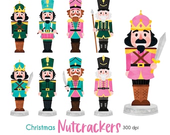 Rosa Nussknacker Clipart Bundle, Nussknacker Ballett Clipart, Rosa Weihnachten PNG, Ballett Weihnachtsgrafiken, Nussknacker Soldat Download
