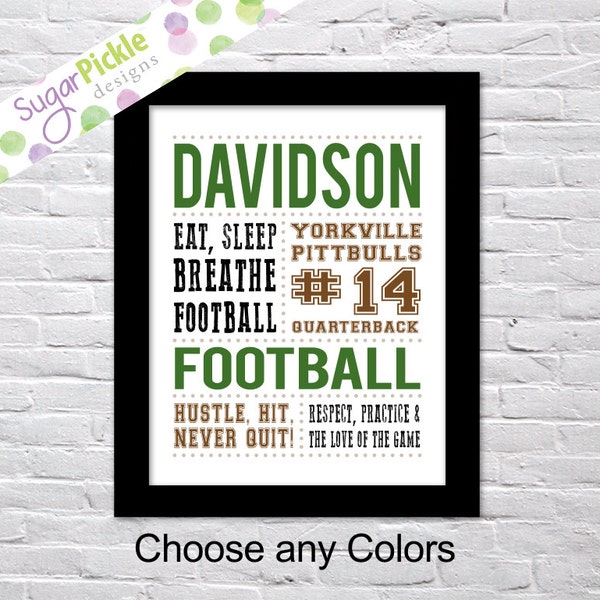 Football Subway Art Etsy
