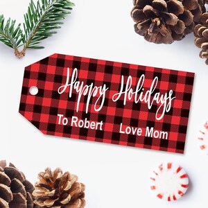 Printable Buffalo Plaid Christmas Gift Tags Editable Holiday - Etsy