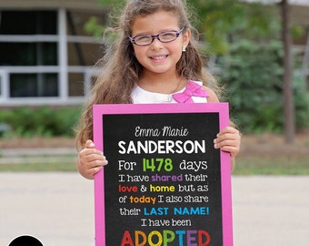 Adoption Sign, Adoption Announcement, Adoption Gifts, Adoption chalkboard, Adoption Print, Adoption Day Gift, Gotcha Day Sign, ADOPTED SIGN