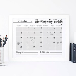 Personalized Calendar Printable Family Calendar Gift for - Etsy