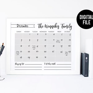 Personalized Calendar Printable Family Calendar Gift for - Etsy