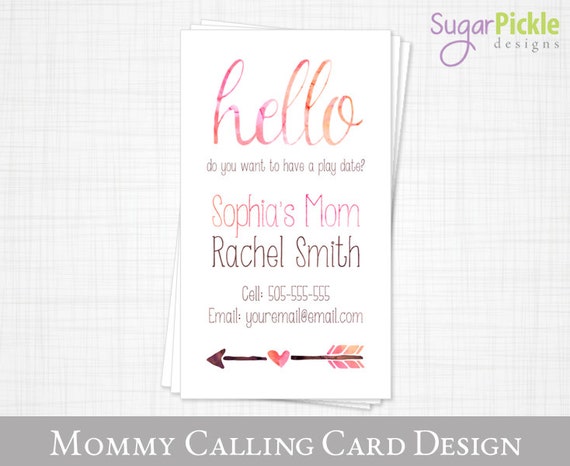 mommy business card play date card mom of card mommy etsy
