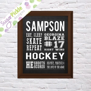 Personalized Hockey Gift Hockey Wall Art Hockey Subway Art - Etsy