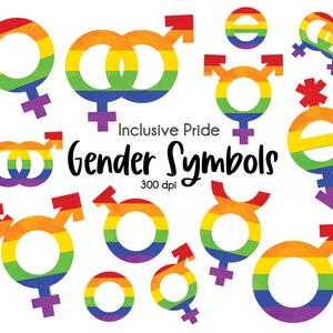 Pride gendersymbolen clipart, LGBTQ+ clipart, lesbienne, panseksueel, queer, transgender, aseksueel, biseksueel, niet-binair, inclusief gender-png