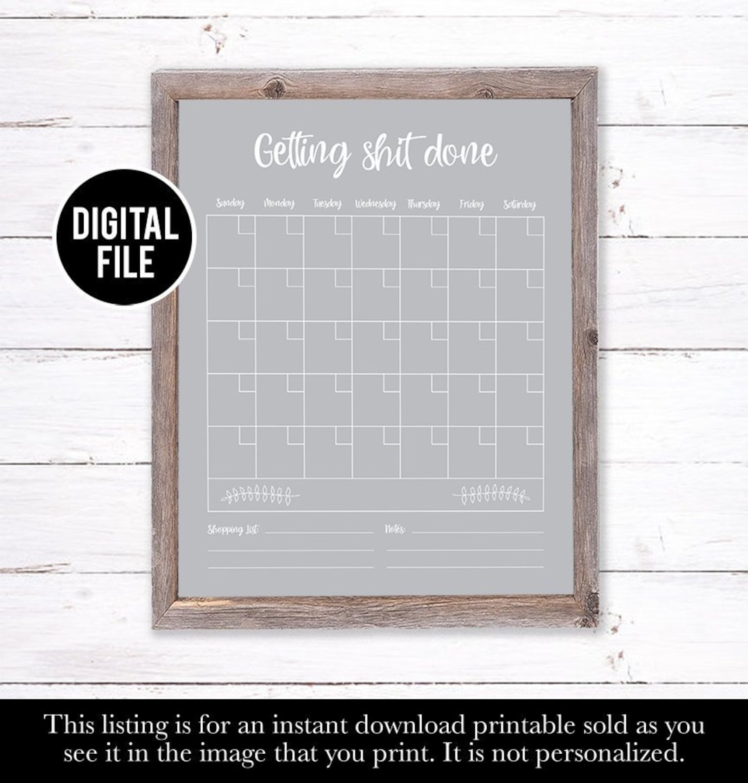 Dry Erase Calendar Printable Eco Friendly Gifts Printable - Etsy