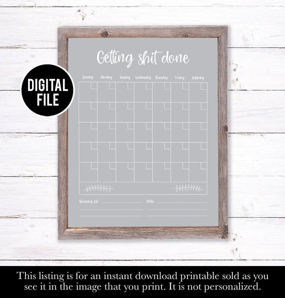 Dry Erase Calendar Printable Eco Friendly Gifts Printable | Etsy