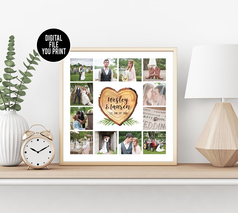 Wood Anniversary Photo Collage Gift Anniversary Gift Rustic Etsy