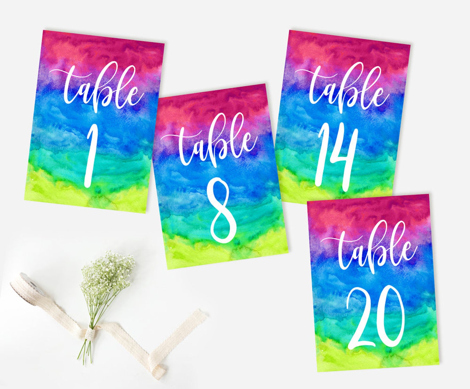 Wedding Table Numbers Multi Color Table Numbers Reception Etsy