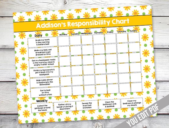 Girl Chore Chart Printable