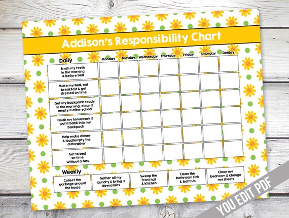 Girl Chore Chart Printable