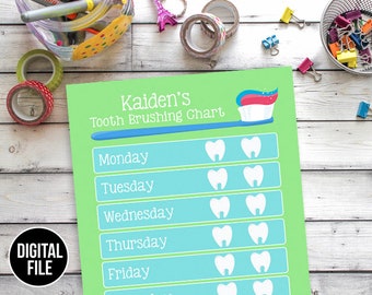 Tooth Brushing Reward Chart, Tooth Brushing Printable, Chore Chart, Responsibilities Chart, Tooth Brushing Chart, Boy Tooth Brushing Chart