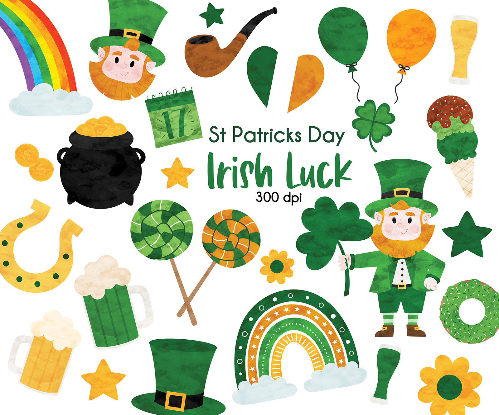 St Patrick Day Clipart Bundle Irish Graphics Digital Art Pot -  Israel