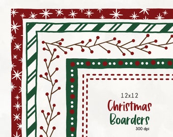 Hand drawn Christmas Border Clipart | Holiday Borders | Holiday Clipart | Christmas Borders | Digital Download