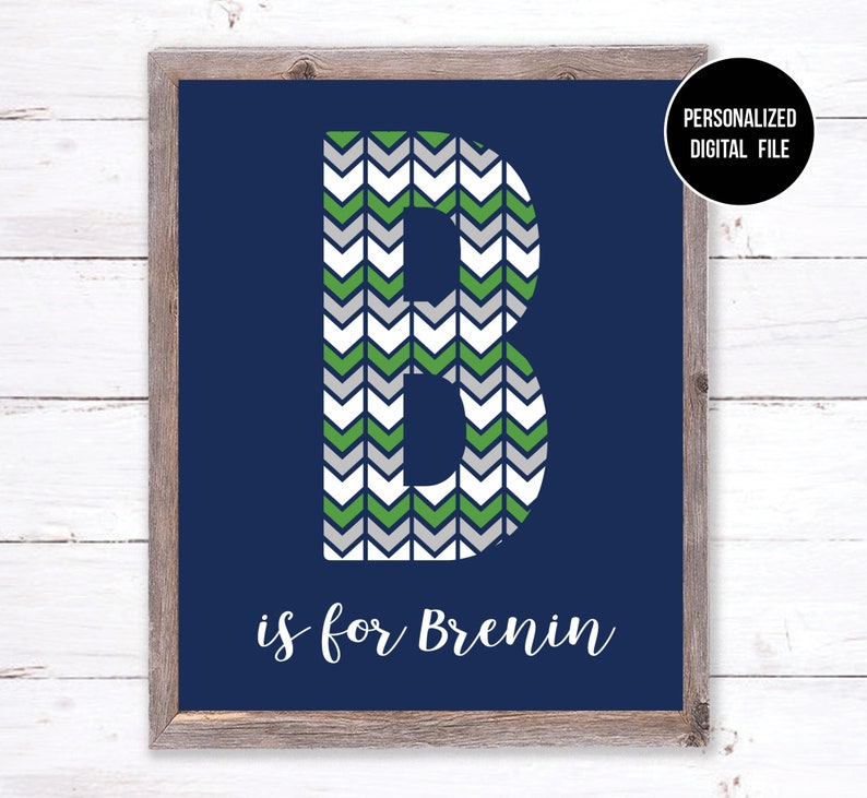 Personalized Boy Nursery Printable Art Baby Name Navy Blue Etsy