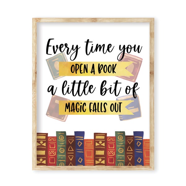 Reading is Magic Classroom Decor Poster PRINTABLE, Classroom Book Inspiration Sign, Book Reading Sign, Library Poster Decor, Classroom Quote