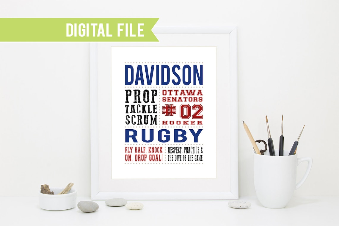 Rugby Gift Ideas for Players Rugby Gifts Rugby Art Rugby Etsy