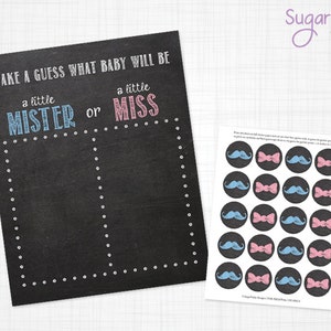 Baby Shower game guess the baby's gender printable with | Etsy