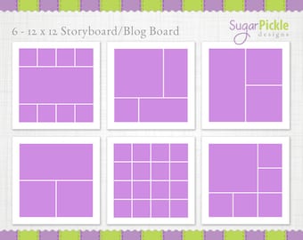 12x12 Storyboard Template, Digital Collage, Blog Boards for Photographers, collage template, photo template, Photographer, INSTANT DOWNLOAD