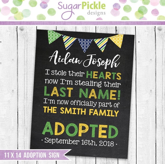Personalized Printable Today Is My Adoption Day Adoption Sign Custom Date Adoption Announcement Adoption Gift Chalkboard Adoption Photo Prop