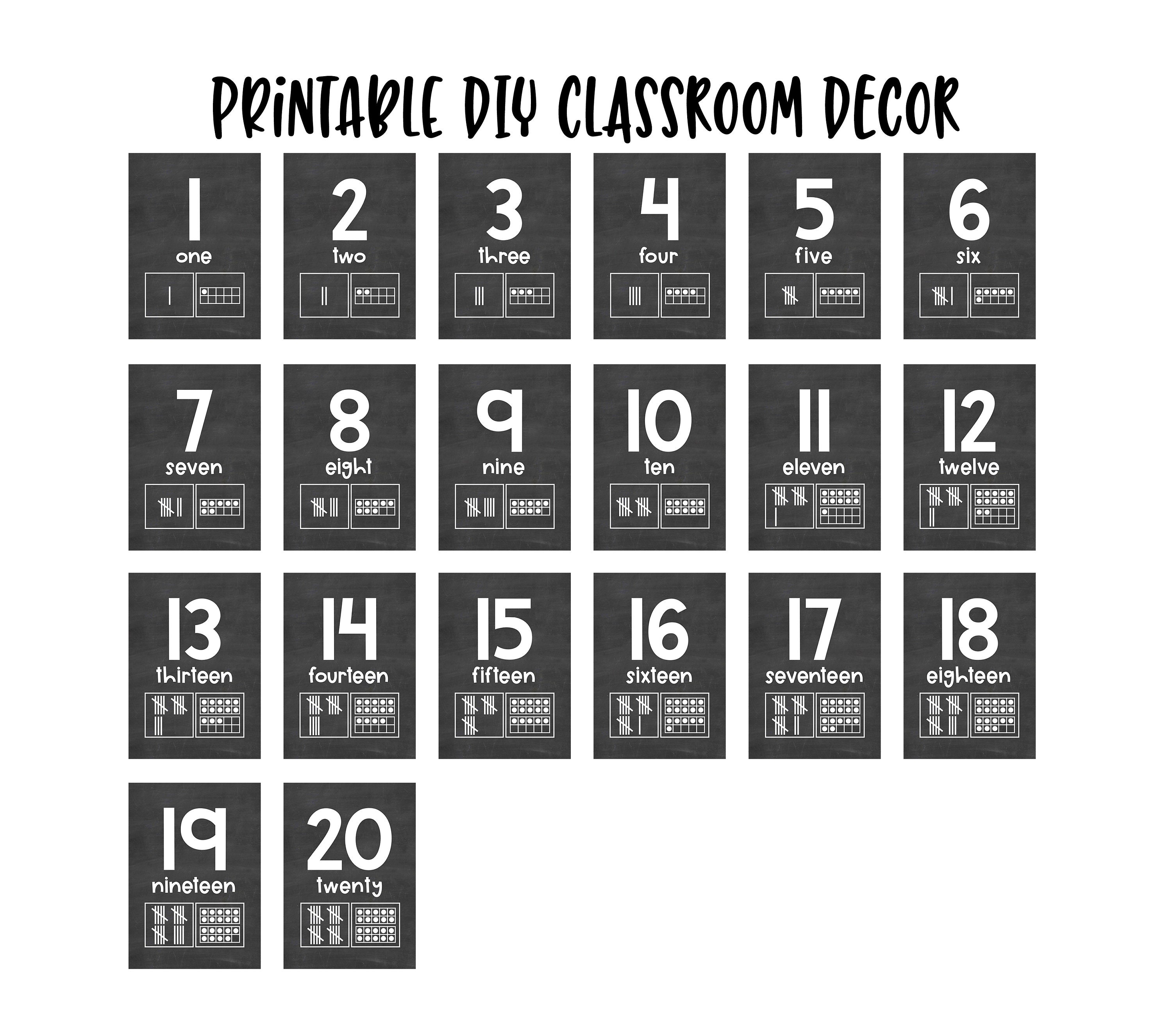 Number Ten Frames Posters PRINTABLE Number Tallies Etsy Canada