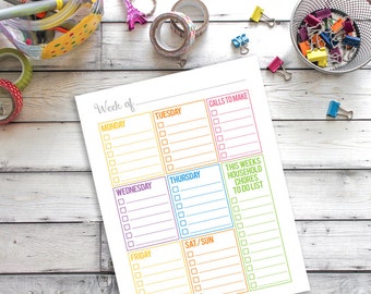 Weekly Calendar Printable, Household Binder Printable, Family Binder Printable, Home Organization, Daily Planner Inserts, Planner Printable