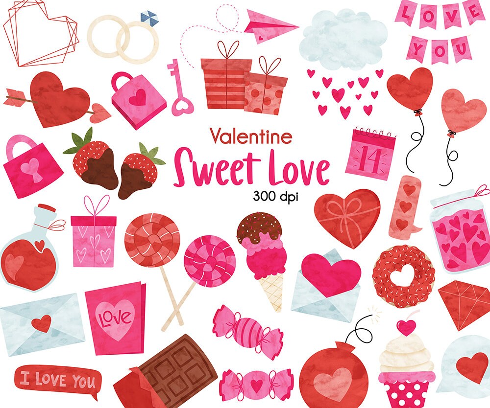 Valentine Clip art Hand drawn Water color Valentines PNG Valentines day digital clipart bundle Love graphics art Sweets and treats Valentine Clip art Hand drawn Water color Valentines PNG Valentines day digital clipart bundle Love graphics art Sweets and treats