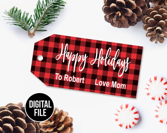 Printable Buffalo Plaid Christmas Gift Tags Editable Holiday - Etsy